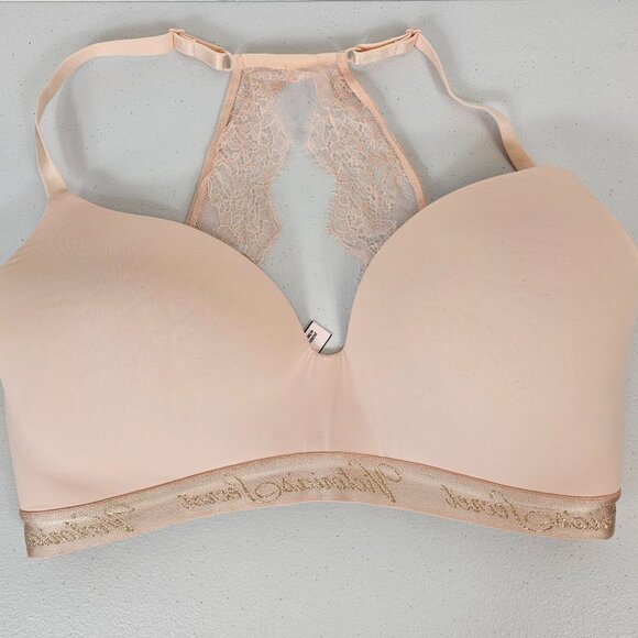 Victoria's Secret Bra 34DD T-Shirt Light Peach Lace Back Wireless Lightly Lined - Picture 4 of 16